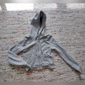 Grey Cropped Zip-up Hoodie